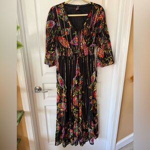 “Faith over Fear” Multicolor Floral Long Sleeve Dress with graphic on back